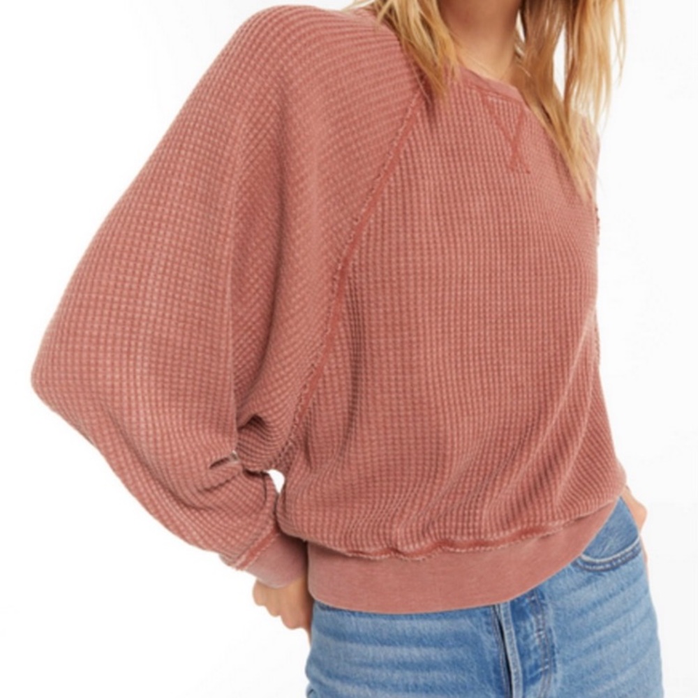 Z Supply Claire Waffle Long Sleeve - Russet - Picture 14 of 14